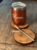 Personalized Rose Gold Wine Tumbler, Wedding Party Gift