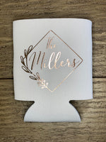 Personalized Wedding Koozie, Floral Diamond