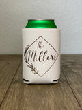 Personalized Wedding Koozie, Floral Diamond