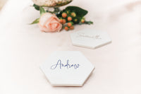 Ceramic Hexagon Tile Wedding Place Cards