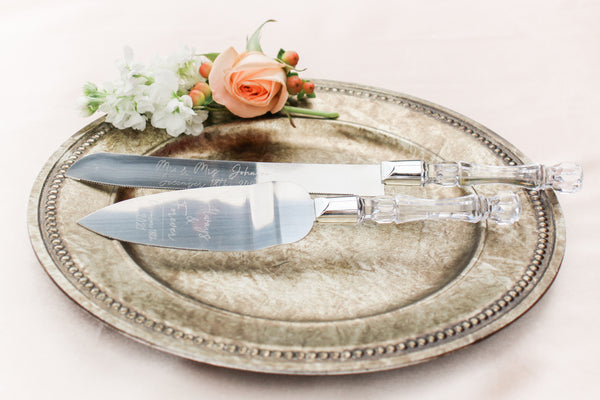 Personalized Wedding Cake Knife and Serving Set