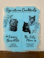 Custom Acrylic Pet Themed Wedding Cocktail Menu