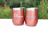Personalized Rose Gold Wine Tumbler, Wedding Party Gift